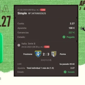 Frosinone vs Parma Apuesta ganada